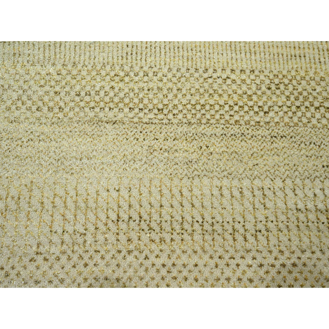 9'1" x 12'3" New Hand Knotted Brown Wool & Silk Rectangle Oriental Rug - MOA10276341