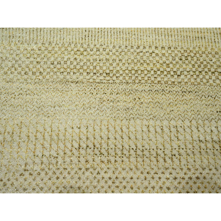 9'1" x 12'3" New Hand Knotted Brown Wool & Silk Rectangle Oriental Rug - MOA10276341