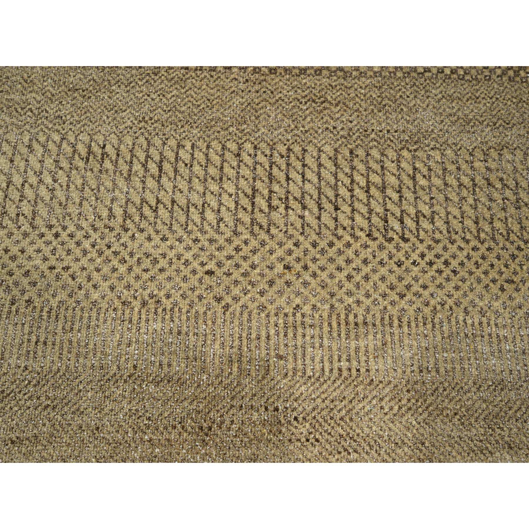 8'10" x 11'11" New Hand Knotted Brown Wool & Silk Rectangle Oriental Rug - MOA10276342