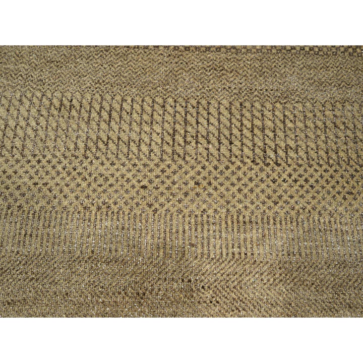 8'10" x 11'11" New Hand Knotted Brown Wool & Silk Rectangle Oriental Rug - MOA10276342