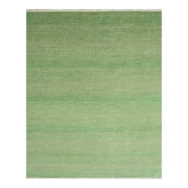 8'1" x 10'3" New Hand Knotted Green Wool & Silk Rectangle Oriental Rug - MOA10276343