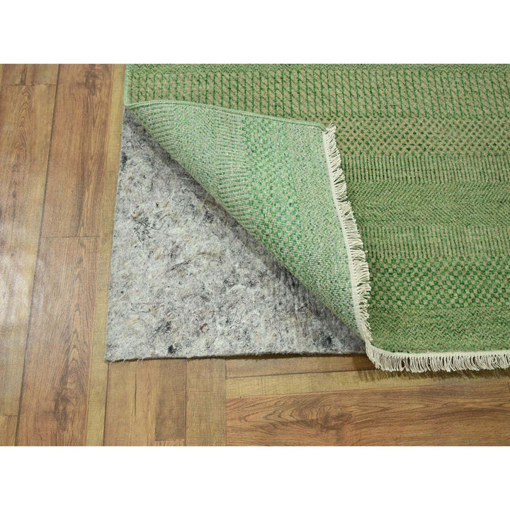 8'1" x 10'3" New Hand Knotted Green Wool & Silk Rectangle Oriental Rug - MOA10276343