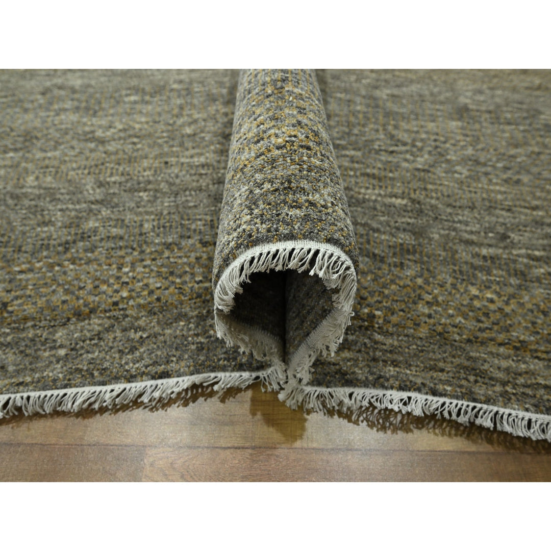 8'0" x 10'0" New Hand Knotted Brown Wool & Silk Rectangle Oriental Rug - MOA10276344