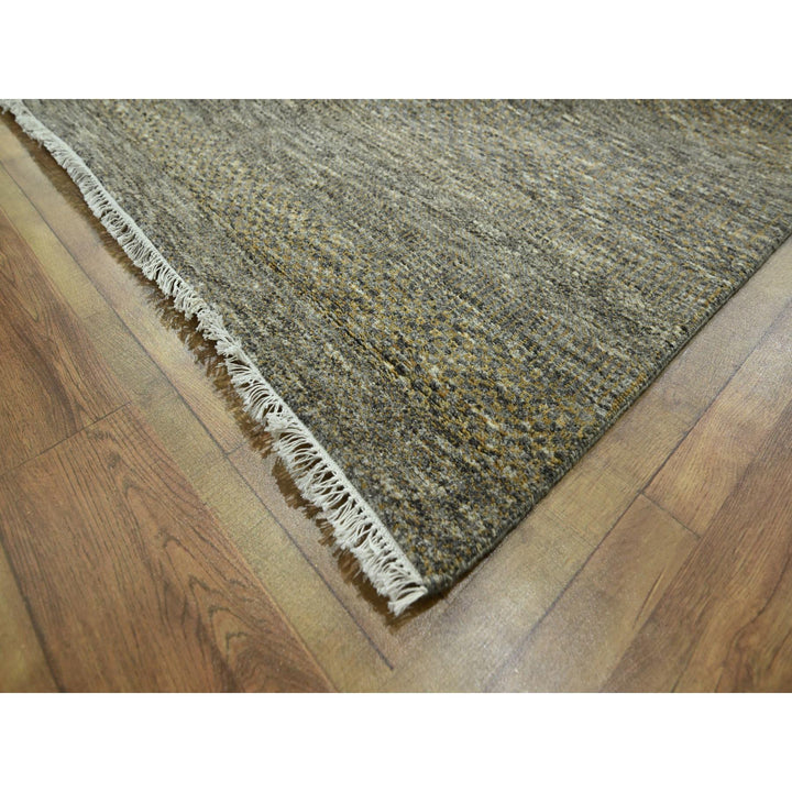 8'0" x 10'0" New Hand Knotted Brown Wool & Silk Rectangle Oriental Rug - MOA10276344