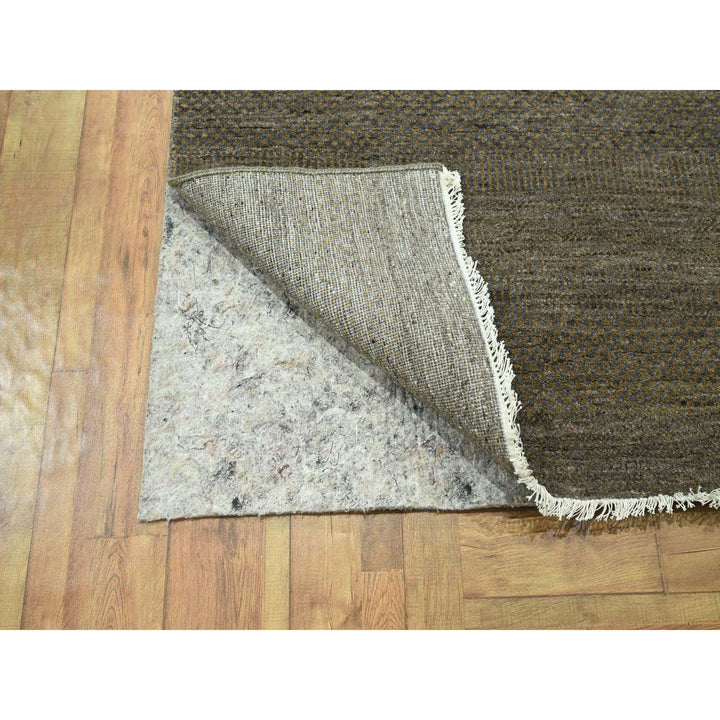 7'10" x 10'0" New Hand Knotted Brown Wool & Silk Rectangle Oriental Rug - MOA10276347