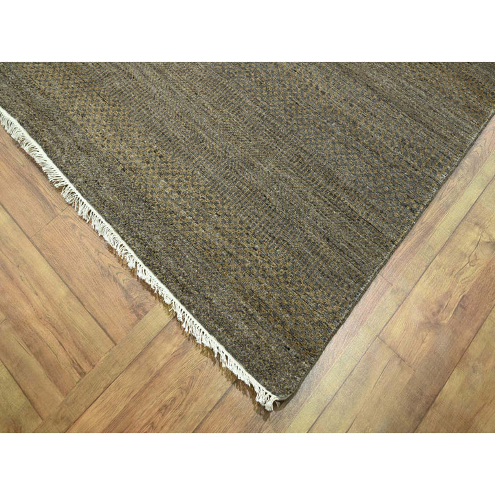 7'10" x 10'0" New Hand Knotted Brown Wool & Silk Rectangle Oriental Rug - MOA10276347