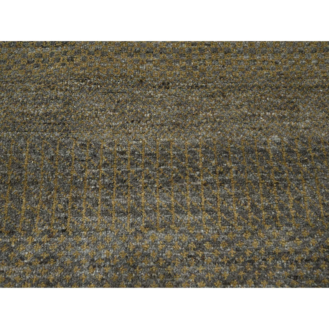 7'10" x 10'0" New Hand Knotted Brown Wool & Silk Rectangle Oriental Rug - MOA10276347
