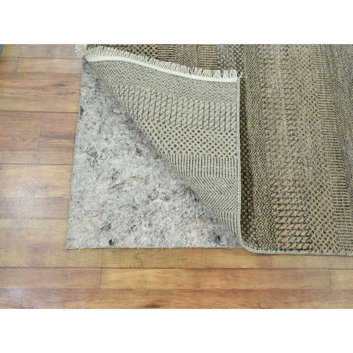 2'6" x 20'4" New Hand Knotted Brown Wool & Silk Runner Oriental Rug - MOA10276348