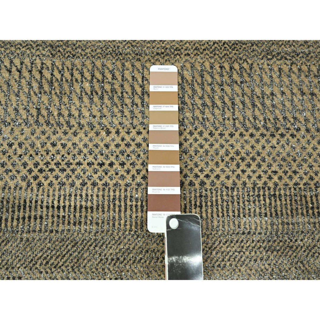 2'6" x 20'4" New Hand Knotted Brown Wool & Silk Runner Oriental Rug - MOA10276348