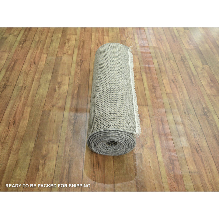 2'6" x 20'4" New Hand Knotted Brown Wool & Silk Runner Oriental Rug - MOA10276348