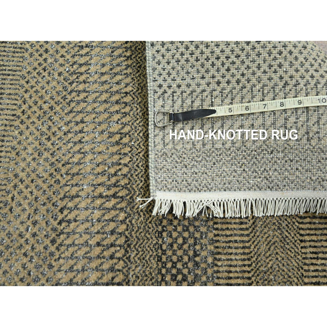 2'6" x 20'4" New Hand Knotted Brown Wool & Silk Runner Oriental Rug - MOA10276348