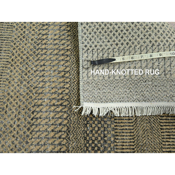 2'6" x 20'4" New Hand Knotted Brown Wool & Silk Runner Oriental Rug - MOA10276348