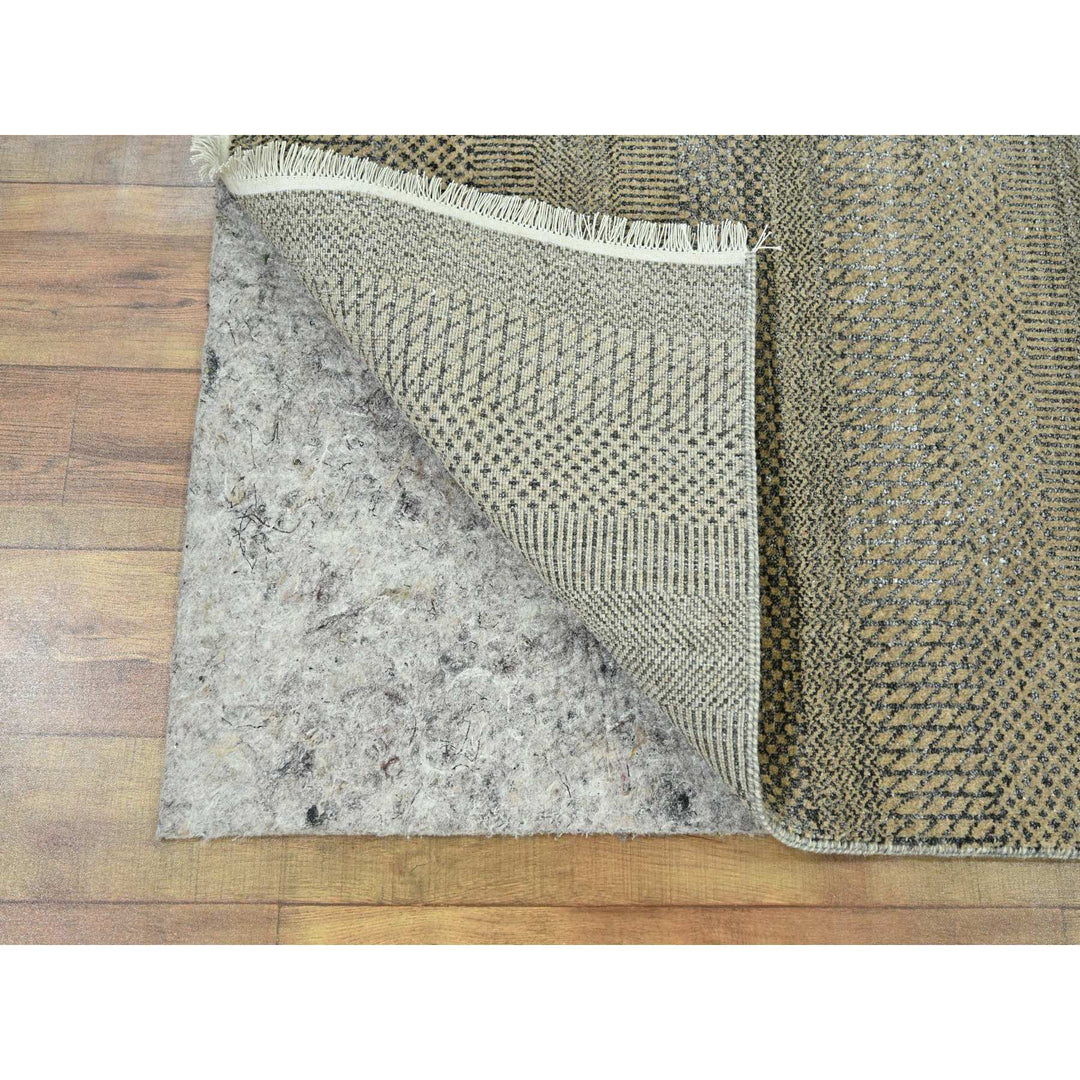 2'7" x 20'4" New Hand Knotted Brown Wool & Silk Runner Oriental Rug - MOA10276349