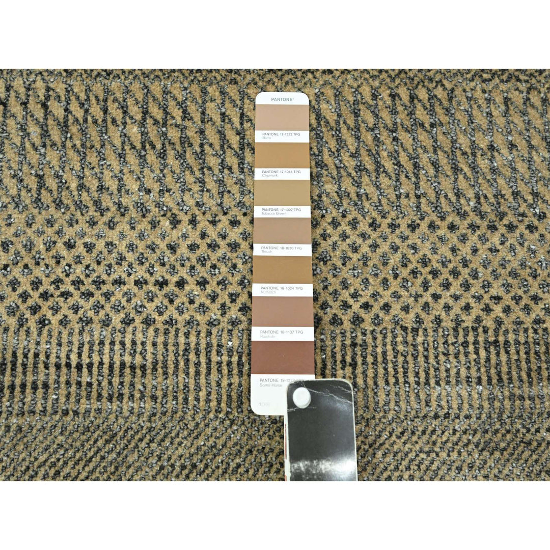 2'7" x 20'4" New Hand Knotted Brown Wool & Silk Runner Oriental Rug - MOA10276349