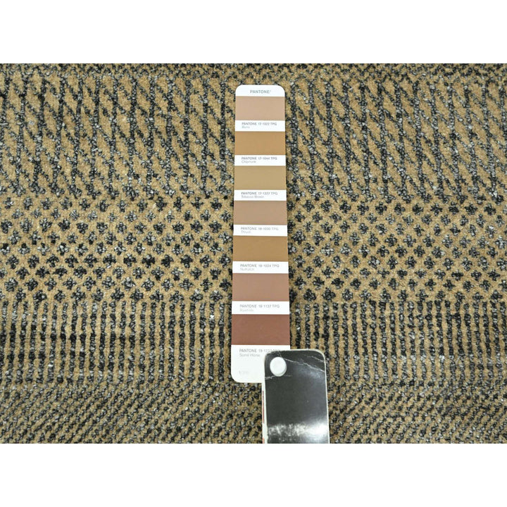 2'7" x 20'4" New Hand Knotted Brown Wool & Silk Runner Oriental Rug - MOA10276349