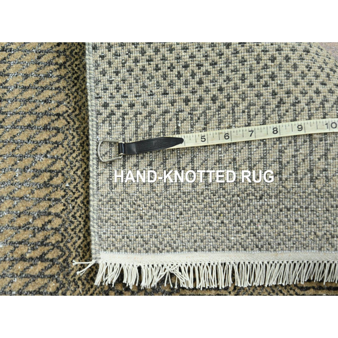 2'7" x 20'4" New Hand Knotted Brown Wool & Silk Runner Oriental Rug - MOA10276349