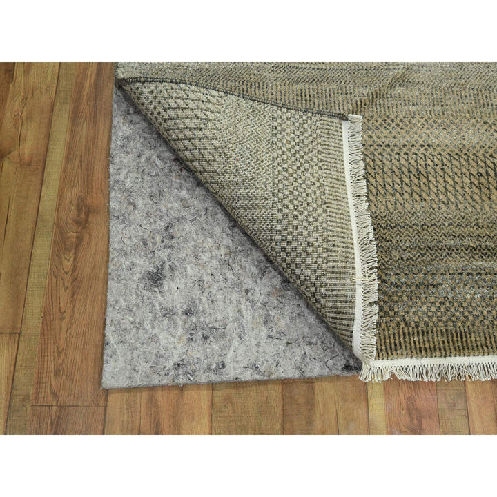 3'0" x 21'10" New Hand Knotted Brown Wool & Silk Runner Oriental Rug - MOA10276350