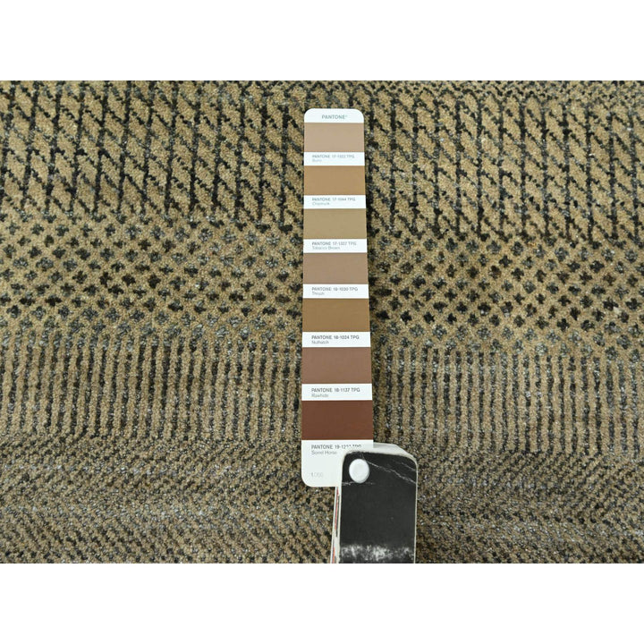 3'0" x 21'10" New Hand Knotted Brown Wool & Silk Runner Oriental Rug - MOA10276350