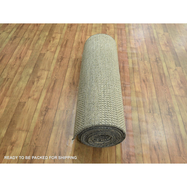 3'0" x 21'10" New Hand Knotted Brown Wool & Silk Runner Oriental Rug - MOA10276350