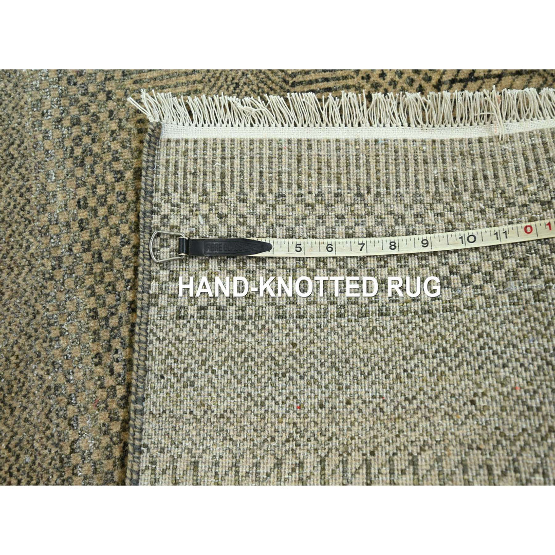 3'0" x 21'10" New Hand Knotted Brown Wool & Silk Runner Oriental Rug - MOA10276350