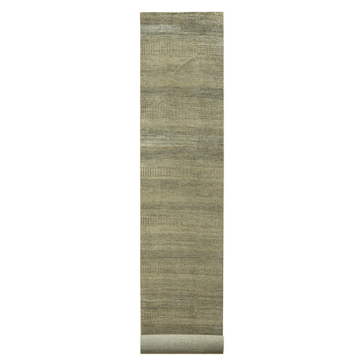 3'0" x 21'10" New Hand Knotted Brown Wool & Silk Runner Oriental Rug - MOA10276351