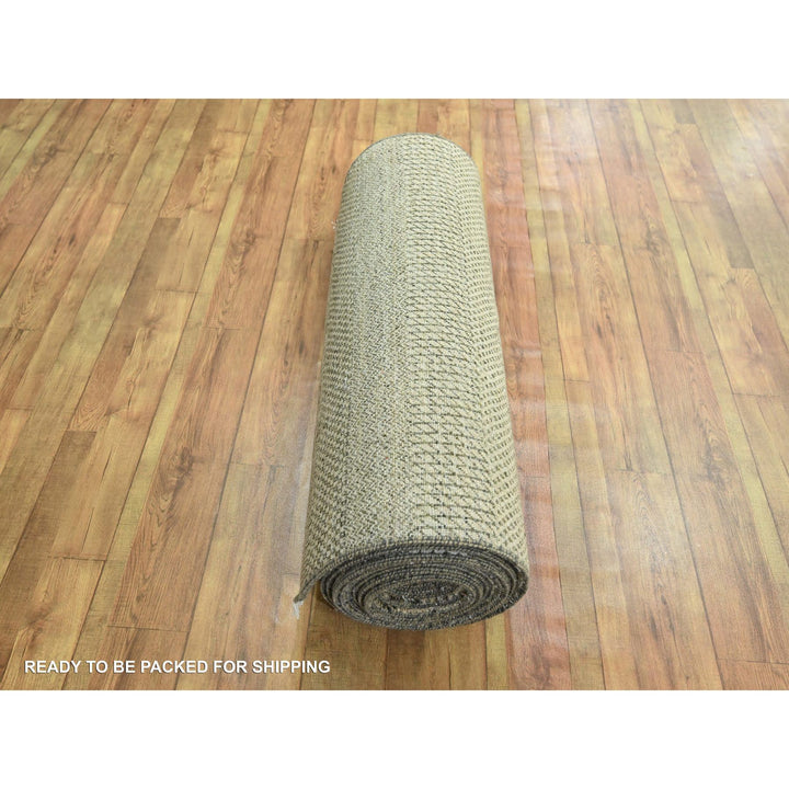 3'0" x 21'10" New Hand Knotted Brown Wool & Silk Runner Oriental Rug - MOA10276351