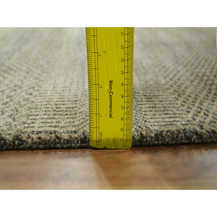 3'0" x 21'10" New Hand Knotted Brown Wool & Silk Runner Oriental Rug - MOA10276351