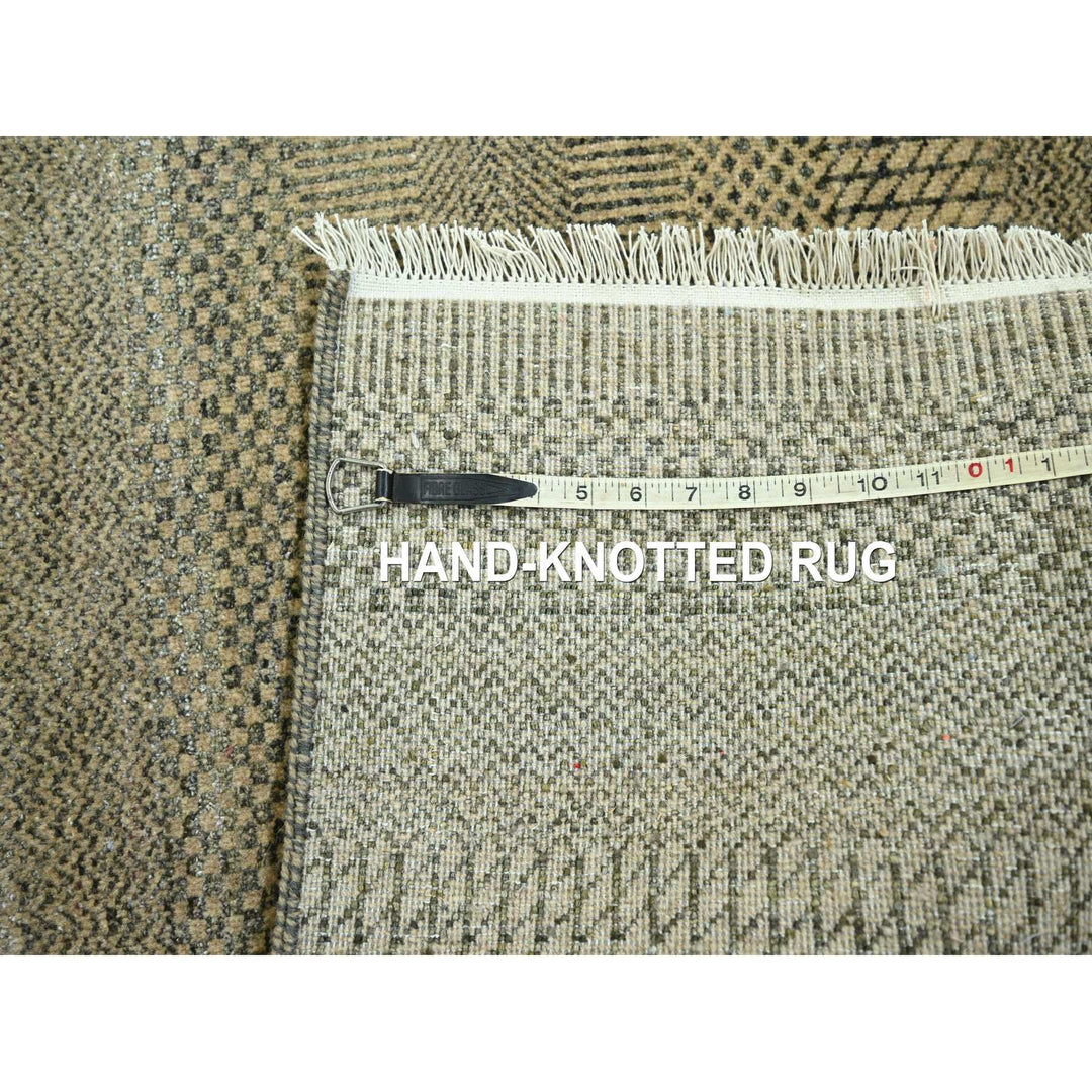 3'0" x 21'10" New Hand Knotted Brown Wool & Silk Runner Oriental Rug - MOA10276351