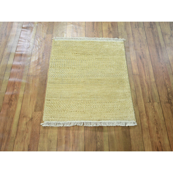 2'0" x 2'0" New Hand Knotted Brown Wool & Silk Square Oriental Rug - MOA10276353