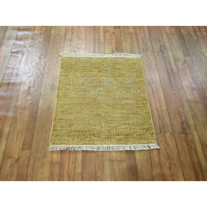 2'0" x 2'0" New Hand Knotted Brown Wool & Silk Square Oriental Rug - MOA10276354