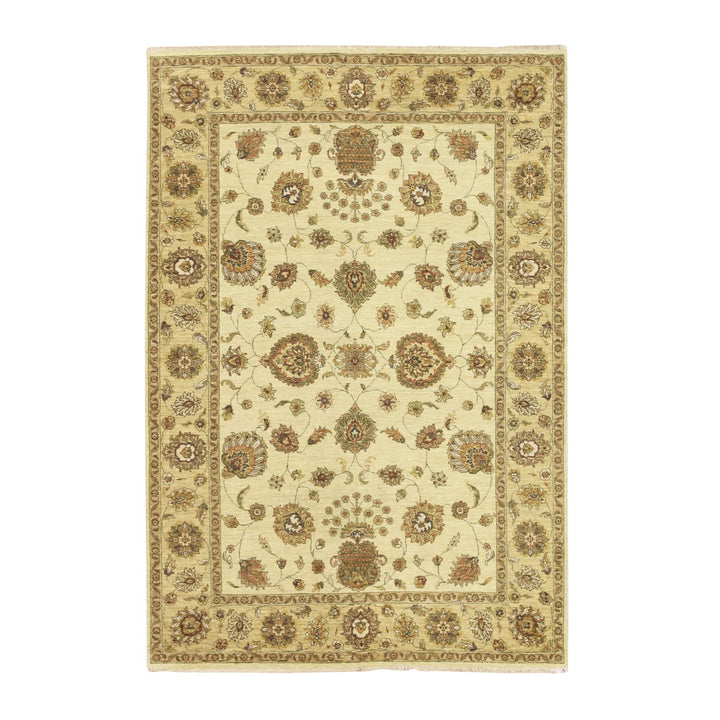 5'5" x 8'0" New Hand Knotted Ivory Wool Rectangle Oriental Rug - MOA10276355