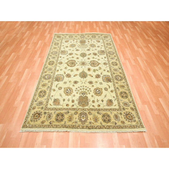 5'5" x 8'0" New Hand Knotted Ivory Wool Rectangle Oriental Rug - MOA10276355