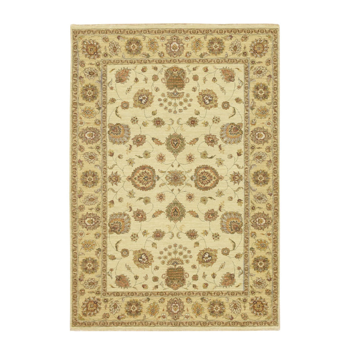5'6" x 8'1" New Hand Knotted Ivory Wool Rectangle Oriental Rug - MOA10276356