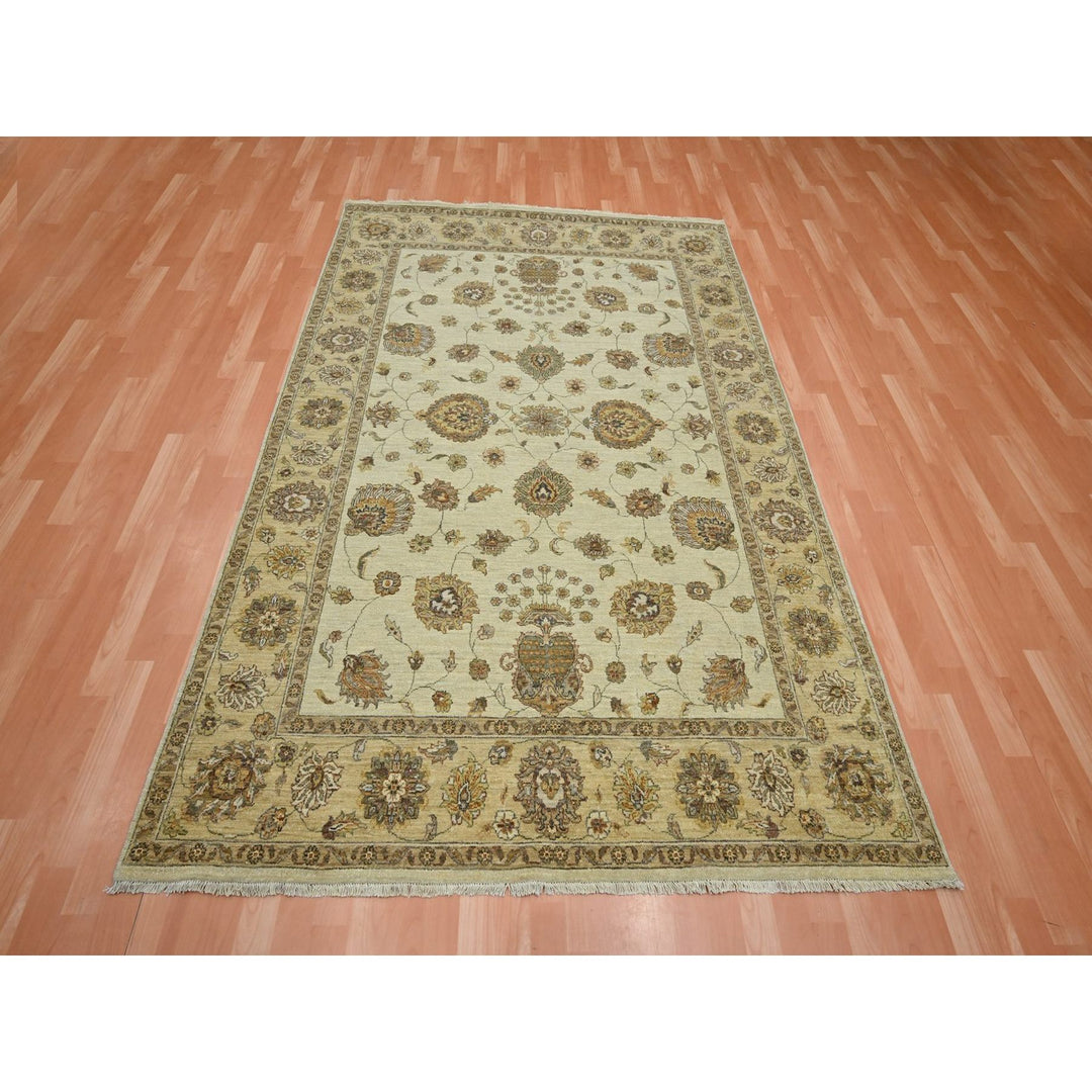 5'7" x 8'0" New Hand Knotted Ivory Wool Rectangle Oriental Rug - MOA10276358