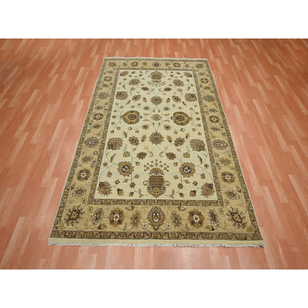 5'6" x 7'11" New Hand Knotted Ivory Wool Rectangle Oriental Rug - MOA10276359