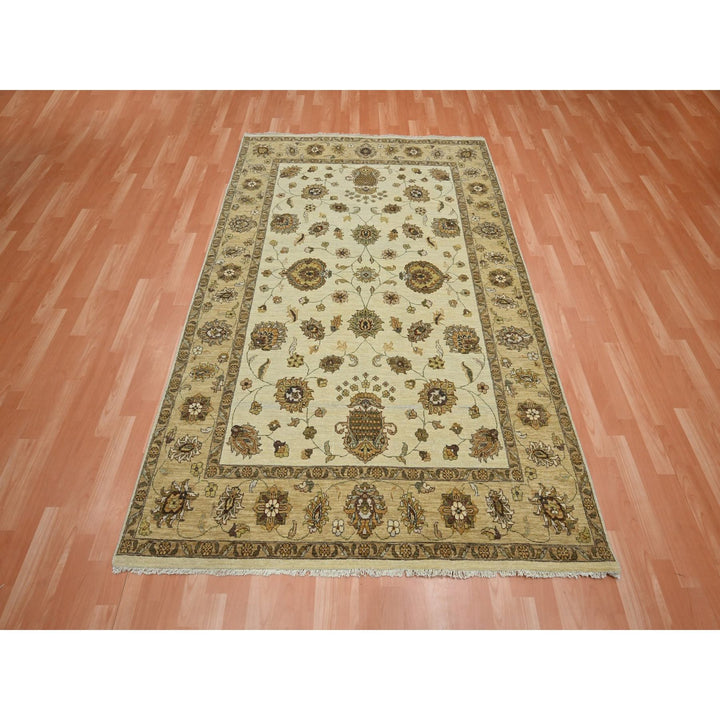 5'6" x 7'11" New Hand Knotted Ivory Wool Rectangle Oriental Rug - MOA10276359