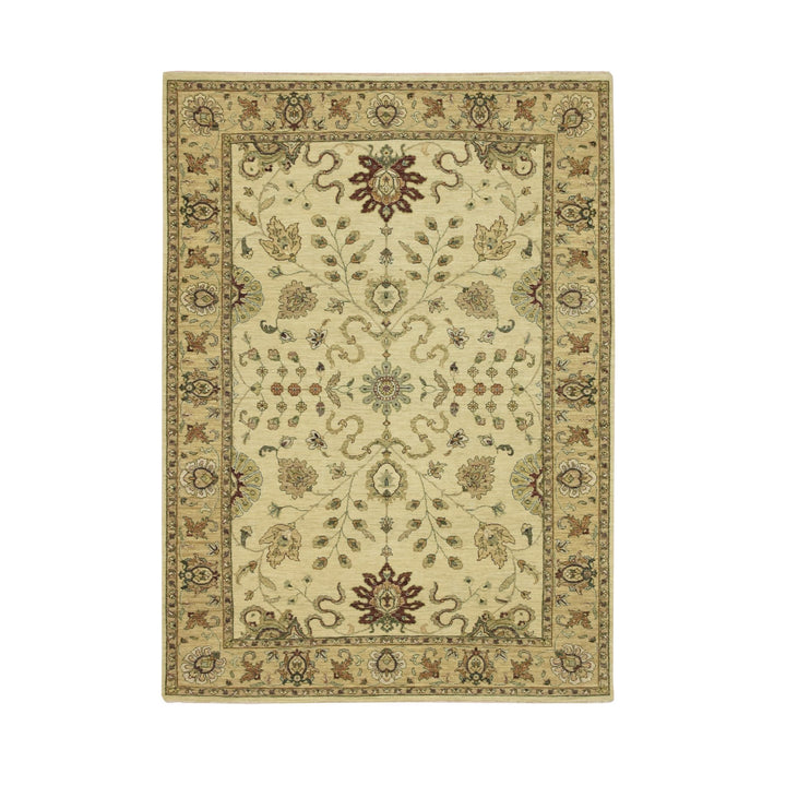 5'8" x 7'10" New Hand Knotted Ivory Wool Rectangle Oriental Rug - MOA10276360