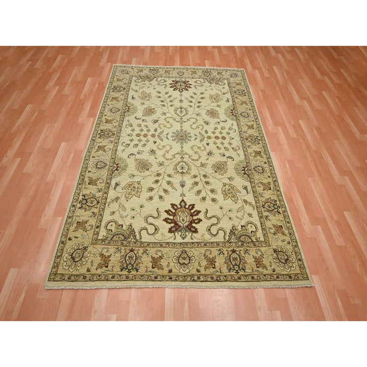 5'8" x 7'10" New Hand Knotted Ivory Wool Rectangle Oriental Rug - MOA10276360