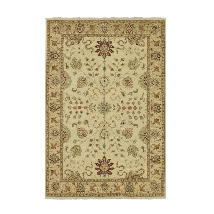 5'5" x 8'1" New Hand Knotted Ivory Wool Rectangle Oriental Rug - MOA10276362