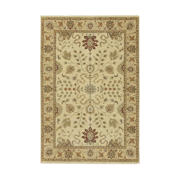 5'4" x 8'0" New Hand Knotted Ivory Wool Rectangle Oriental Rug - MOA10276363