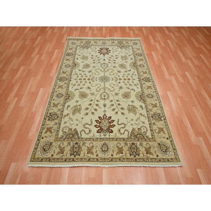 5'4" x 8'0" New Hand Knotted Ivory Wool Rectangle Oriental Rug - MOA10276363