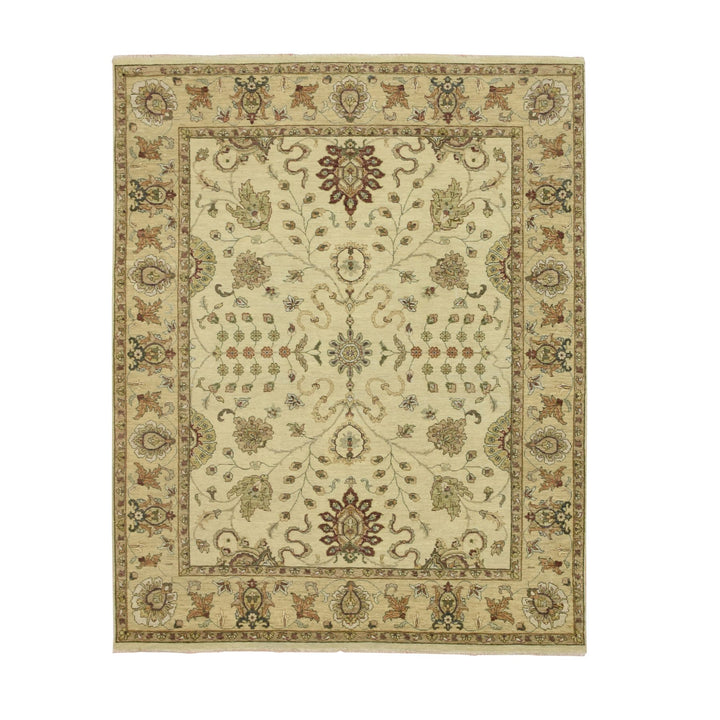 6'5" x 8'1" New Hand Knotted Ivory Wool Rectangle Oriental Rug - MOA10276367