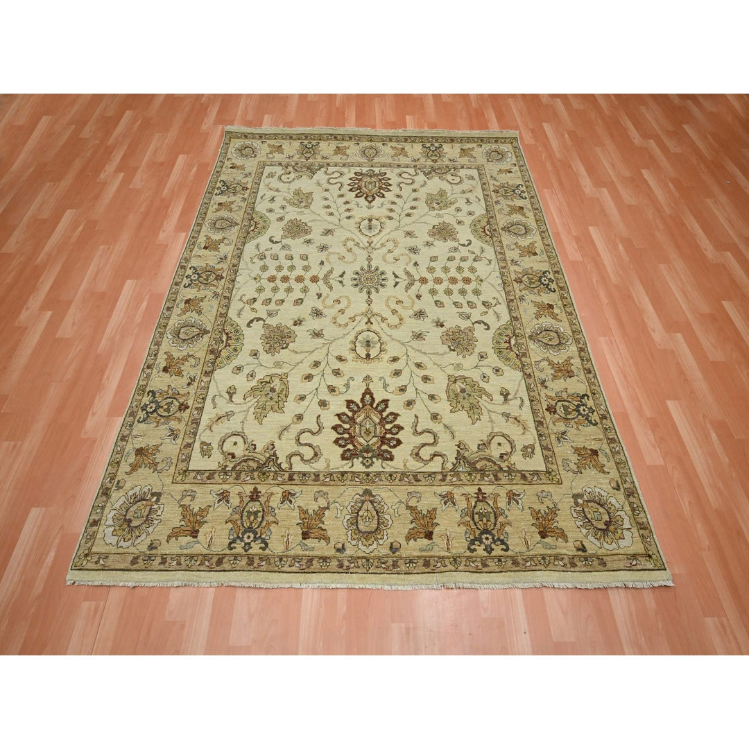 6'5" x 8'1" New Hand Knotted Ivory Wool Rectangle Oriental Rug - MOA10276367