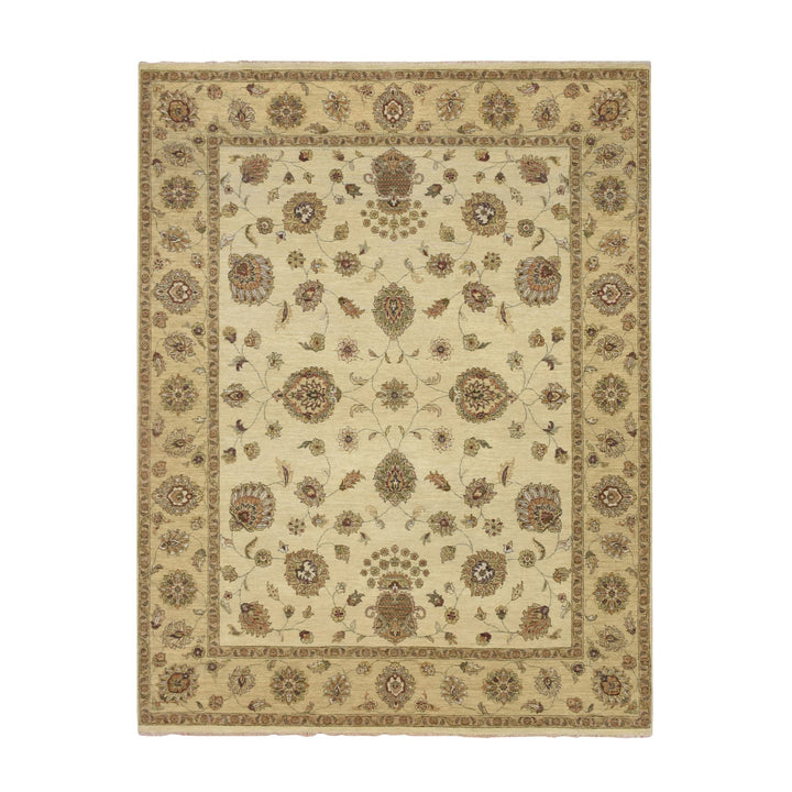7'2" x 9'4" New Hand Knotted Ivory Wool Rectangle Oriental Rug - MOA10276369