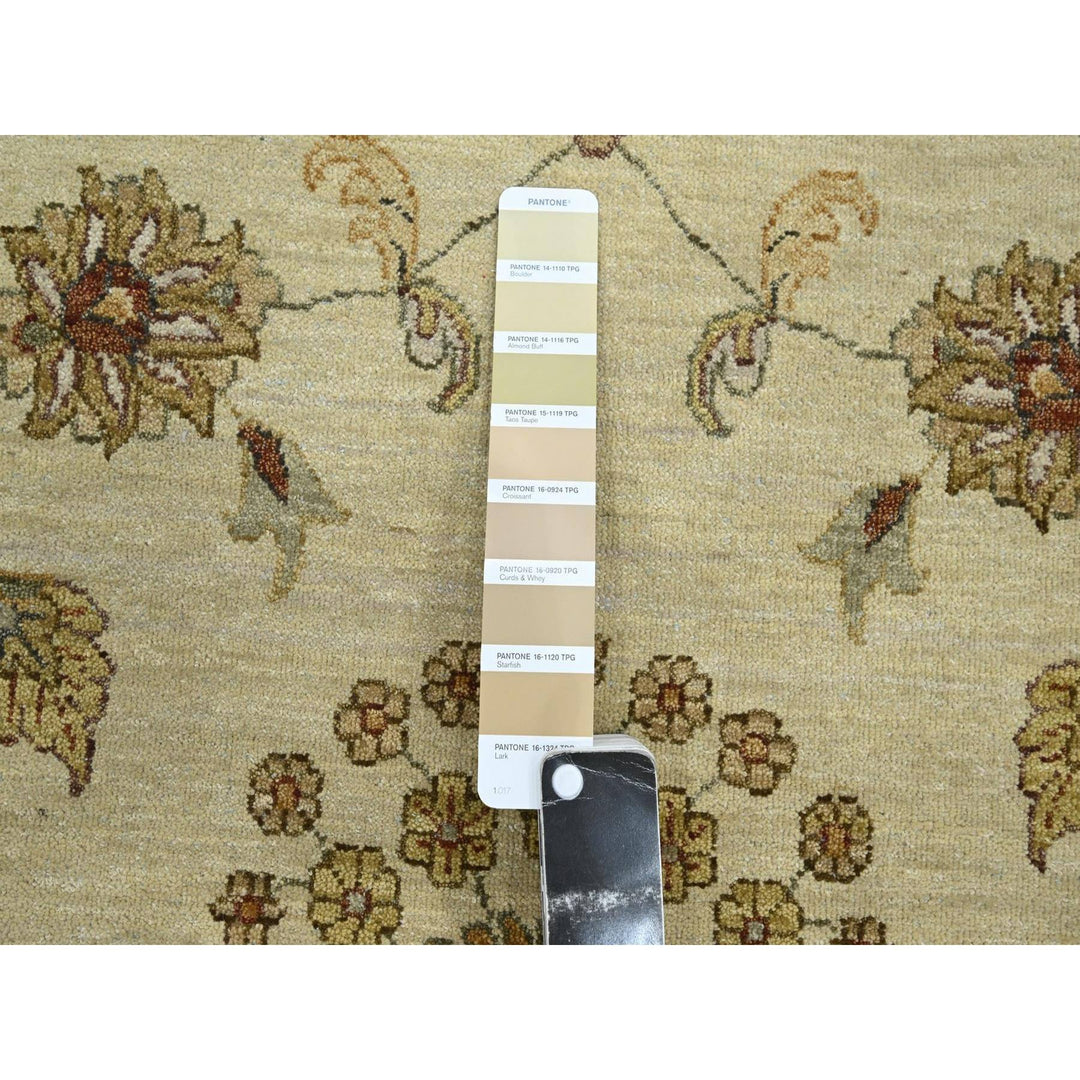 7'2" x 9'4" New Hand Knotted Ivory Wool Rectangle Oriental Rug - MOA10276369