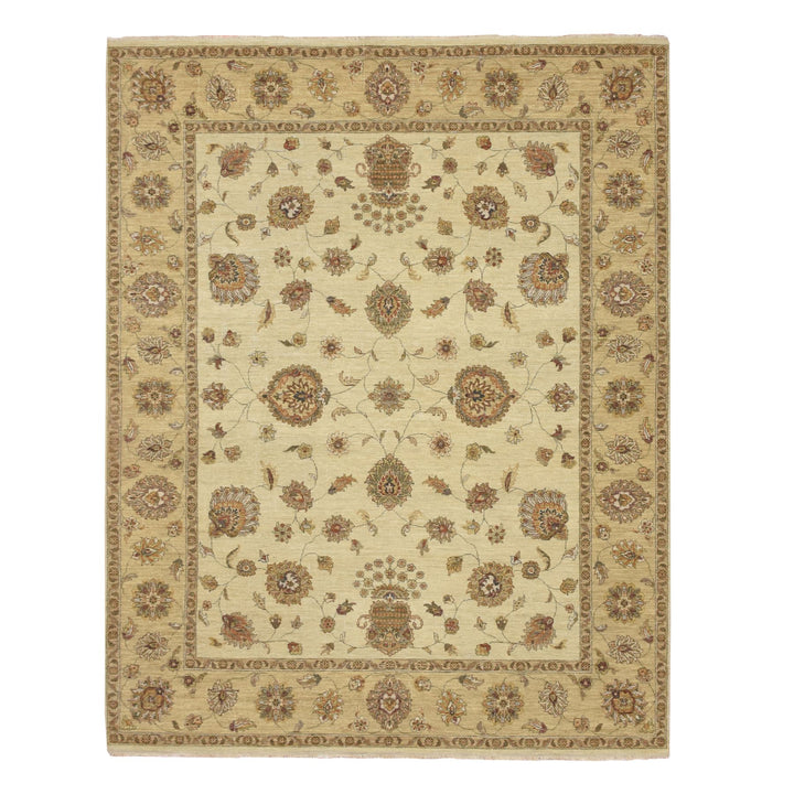 7'3" x 9'3" New Hand Knotted Ivory Wool Rectangle Oriental Rug - MOA10276371