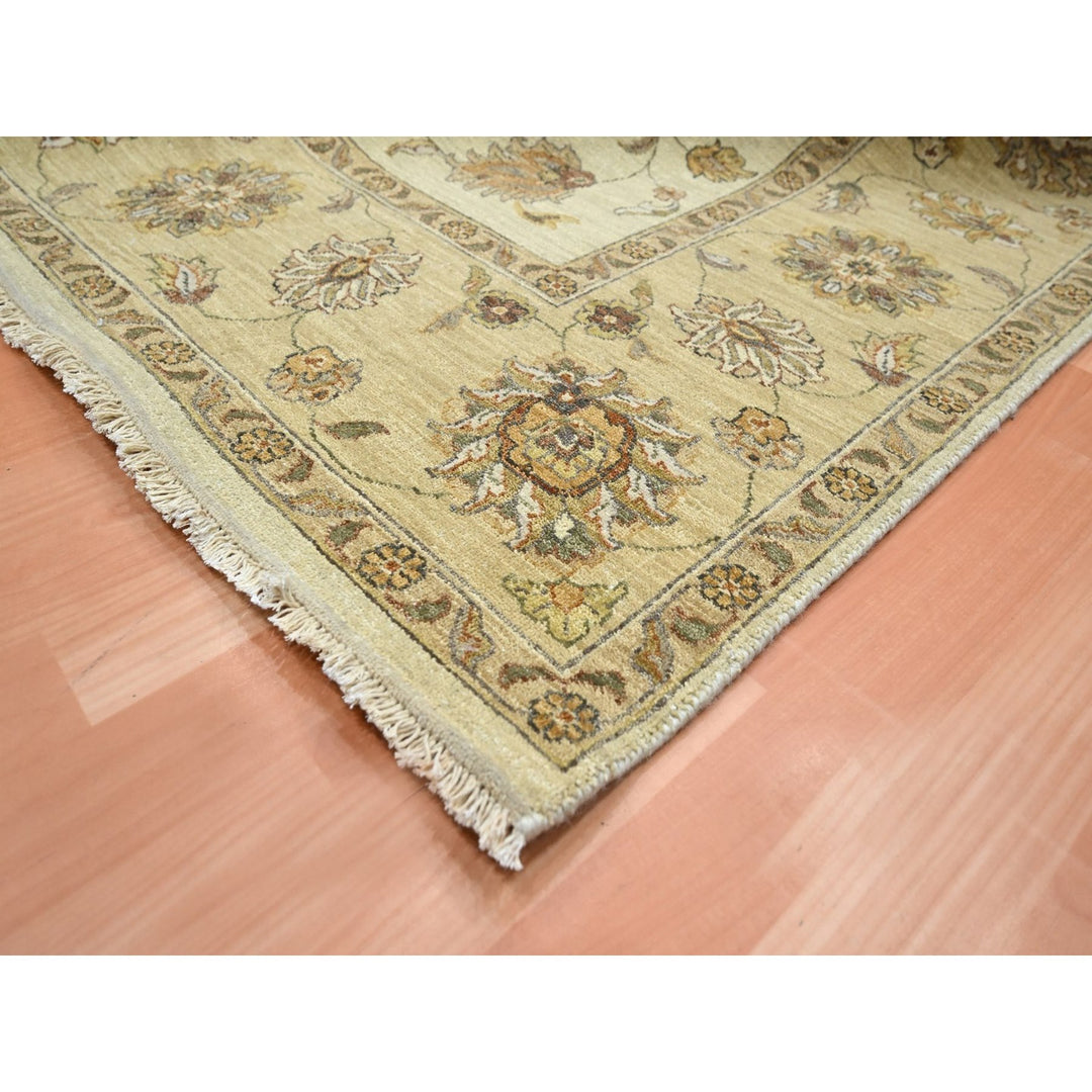 7'3" x 9'3" New Hand Knotted Ivory Wool Rectangle Oriental Rug - MOA10276371
