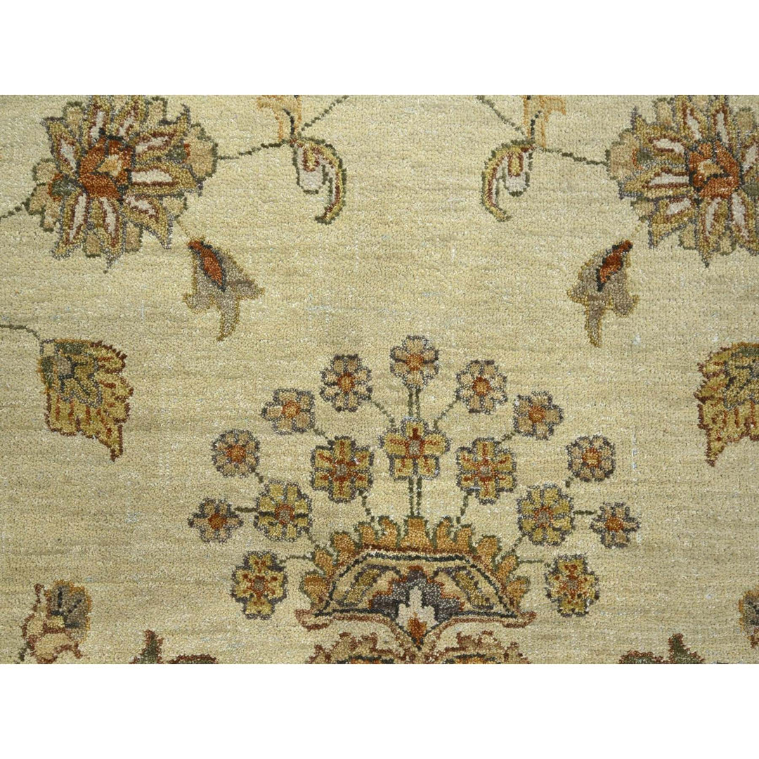 7'3" x 9'3" New Hand Knotted Ivory Wool Rectangle Oriental Rug - MOA10276371