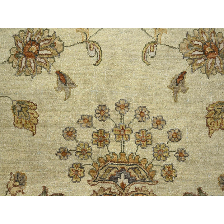7'3" x 9'3" New Hand Knotted Ivory Wool Rectangle Oriental Rug - MOA10276371