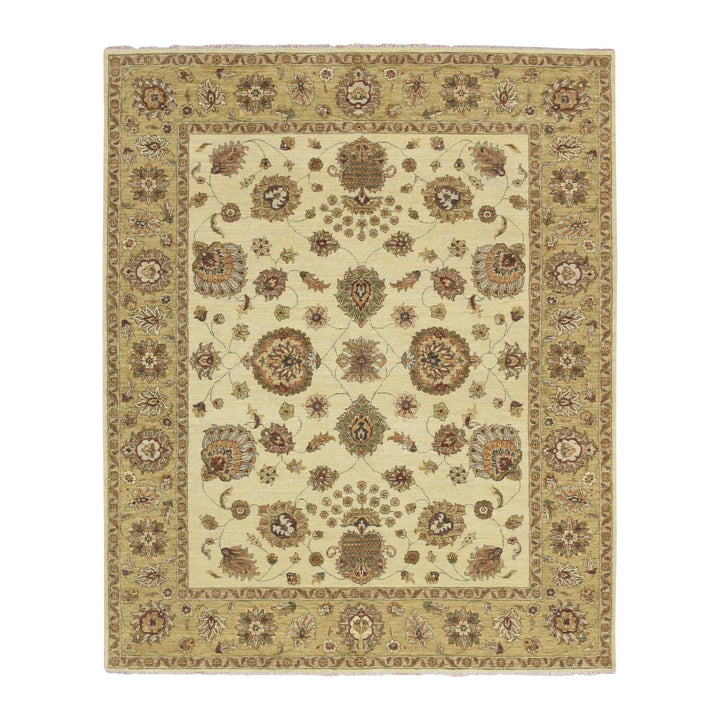 6'6" x 8'0" New Hand Knotted Ivory Wool Rectangle Oriental Rug - MOA10276372